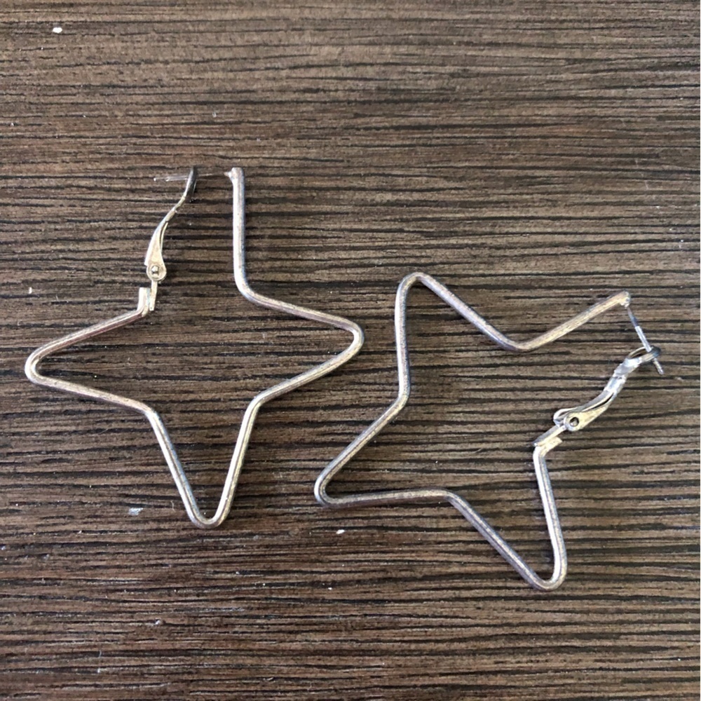 Sliver metal abstract hoop earrings